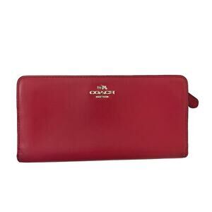 Coach Slim Accordion Leather Snap Wallet in Magenta Pink FLAWS
